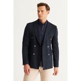 ALTINYILDIZ CLASSICS Erkek Lacivert Slim Fit Dar Kesim Mono Yaka Desenli Ceket - Lacivert-NV195 - 46 - 6