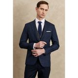 ALTINYILDIZ CLASSICS Erkek Lacivert Slim Fit Dar Kesim Mono Yaka Desenli Yelekli Takım Elbise - 46 - 6 Drop