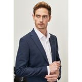 ALTINYILDIZ CLASSICS Erkek Lacivert Slim Fit Dar Kesim Mono Yaka Desenli Yünlü Takım Elbise - 6 Drop - 46