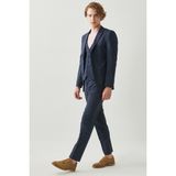 ALTINYILDIZ CLASSICS Erkek Lacivert Slim Fit Dar Kesim Mono Yaka Düz Yelekli Klasik Takım Elbise - 6 Drop - 46