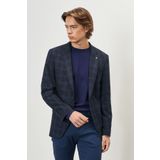 ALTINYILDIZ CLASSICS Erkek Lacivert Slim Fit Dar Kesim Mono Yaka Ekose Desenli Blazer Ceket