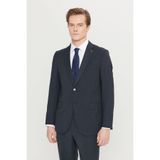 ALTINYILDIZ CLASSICS Erkek Lacivert Slim Fit Dar Kesim Mono Yaka Kapak Cepli Desenli Esnek Takım Elbise