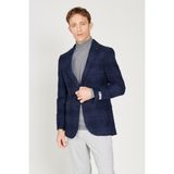 ALTINYILDIZ CLASSICS Erkek Lacivert Slim Fit Dar Kesim Mono Yaka Yünlü Blazer Ceket - 46-6N