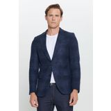 ALTINYILDIZ CLASSICS Erkek Lacivert Slim Fit Dar Kesim Mono Yaka Yünlü Blazer Ceket