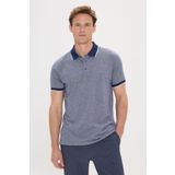 ALTINYILDIZ CLASSICS Erkek Lacivert Slim Fit Dar Kesim Polo Yaka Jakarlı Tişört
