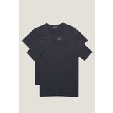 ALTINYILDIZ CLASSICS Erkek Lacivert Slim Fit Dar Kesim V Yaka %100 Pamuk 2'li Tişört Paketi