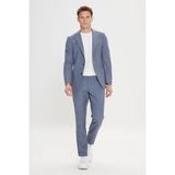 Altınyıldız Classics Erkek Lacivert Slim Fit Mono Yaka Beli Bağlamalı Desenli Takım Elbise - 6 Drop - 48
