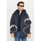 Altınyıldız Classics Erkek Lacivert Soğuk Geçirmez Sıcak Tutan Mont Kaban Normal Kesim Kapüşonlu Dik Yaka Yan Cepli - 3XL