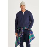 Altınyıldız Classics Erkek Lacivert Standart Fit Içi Polarlı 3 Iplik Fermuarlı Kolej Yaka Pamuklu Sweatshirt Ceket