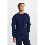 Altınyıldız Classics Erkek Lacivert Standart Fit Normal Kesim Bisiklet Yaka Jakarlı Triko Kazak - 2XL
