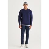 Altınyıldız Classics Erkek Lacivert Standart Fit Normal Kesim Içi Polarlı 3 Iplik Bisiklet Yaka Pamuklu Sweatshirt - Renkli