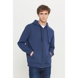 Altınyıldız Classics Erkek Lacivert Standart Fit Normal Kesim Içi Polarlı 3 Iplik Kapüşonlu Fermuarlı Sweatshirt Ceket - Renkli - 2XL
