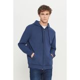 Altınyıldız Classics Erkek Lacivert Standart Fit Normal Kesim Içi Polarlı 3 Iplik Kapüşonlu Fermuarlı Sweatshirt Ceket - Renkli - XL