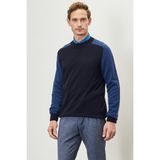 ALTINYILDIZ CLASSICS Erkek Lacivert Standart Fit Normal Kesim Yarım Balıkçı Yaka Jakarlı Triko Kazak - XL