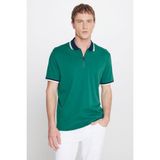 Altınyıldız Classics Erkek Lacivert-Yeşil Regular Fit Geniş Kesim Polo Yaka %100 Pamuk Tişört - Lacivert - Yeşil - XL