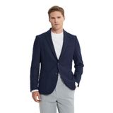 ALTINYILDIZ CLASSICS Erkek Lacivert Yünlü Slim Fit Dar Kesim Mono Yaka Armürlü Torba Cepli Ceket