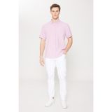 Altınyıldız Classics Erkek Lila Slim Fit Dar Kesim Gizli Düğme Yaka Kısa Kollu Gömlek