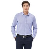 ALTINYILDIZ CLASSICS Erkek Mavı-beyaz Slim Fit Dar Kesim Klasik Yaka Armürlü Gömlek