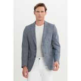 ALTINYILDIZ CLASSICS Erkek Mavi Comfort Fit Rahat Kesim Mono Yaka Desenli Blazer Ceket - 50
