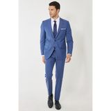 ALTINYILDIZ CLASSICS Erkek Mavi Slim Fit Dar Kesim Mono Yaka Desenli Mavi Klasik Takım Elbise - 6 Drop - 46