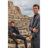 ALTINYILDIZ CLASSICS Erkek Mavi Slim Fit Dar Kesim Mono Yaka Desenli Seyahat Çantalı Takım Elbise - 6 Drop - 52
