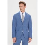 Altınyıldız Classics Erkek Mavi Slim Fit Kırlangıç Yaka Gofre Desenli Takım Elbise - 6 Drop - 52