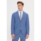ALTINYILDIZ CLASSICS Erkek Mavi Slim Fit Kırlangıç Yaka Gofre Desenli Takım Elbise