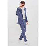 Altınyıldız Classics Erkek Mavi Slim Fit Mono Yaka Beli Bağlamalı Torba Cepli Esnek Takım Elbise - 6 Drop - 48