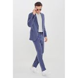 ALTINYILDIZ CLASSICS Erkek Mavi Slim Fit Mono Yaka Beli Bağlamalı Torba Cepli Esnek Takım Elbise