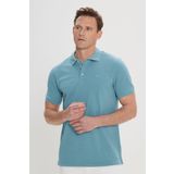 ALTINYILDIZ CLASSICS Erkek Petrol Slim Fit Dar Kesim Polo Yaka%100 Pamuk Kısa Kollu Tişört
