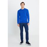 ALTINYILDIZ CLASSICS Erkek Saks Mavi Tüylenme Yapmayan Anti-pilling Standart Fit Normal Kesim Bisiklet Yaka Triko Kazak,2XL