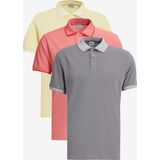 Altınyıldız Classics Erkek Sarı Beyaz-gri-nar Çiçeği 3'lü Çekmeyen Pamuklu Slim Fit Kıvrılmaz Polo Yaka Tişört - Beyaz - Gri - Nar Çiçeği