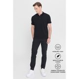 Altınyıldız Classics Erkek Siyah %100 Pamuk Kıvrılmaz Pike Polo Yaka Slim Fit Dar Kesim Tişört - XXXL