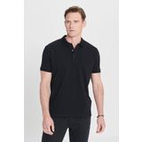 ALTINYILDIZ CLASSICS Erkek Siyah %100 Pamuk Kıvrılmaz Pike Polo Yaka Slim Fit Dar Kesim Tişört