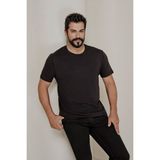 Altınyıldız Classics Erkek Siyah %100 Pamuk Slim Fit Dar Kesim Bisiklet Yaka Tişört - 3XL