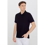 Altınyıldız Classics Erkek Siyah %100 Pamuk Trend Mevsimlik Fitilli Tişört Slim Fit Polo Yaka