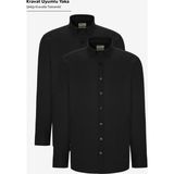 Altınyıldız Classics Erkek Siyah 2'li Pamuklu Oxford Kolay Ütülenebilir Slim Fit Dar Kesim Gömlek Paketi