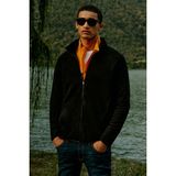 Altınyıldız Classics Erkek Siyah Anti-pilling Tüylenme Yapmayan Standart Fit Dik Bato Yaka Sweatshirt Polar Ceket - 3XL