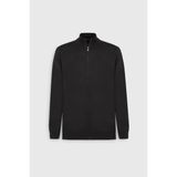 Altınyıldız Classics Erkek Siyah Anti-Pilling Tüylenme Yapmayan Standart Fit Normal Kesim Dik Yaka Triko Hırka - 3XL