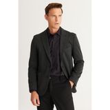 ALTINYILDIZ CLASSICS Erkek Siyah-antrasit Slim Fit Dar Kesim Kırlangıç Yaka Desenli Blazer Ceket - 46 - Siyah - Antrasit