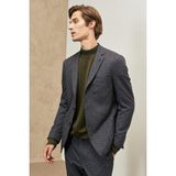 ALTINYILDIZ CLASSICS Erkek Siyah-Antrasit Slim Fit Dar Kesim Mono Yaka Desenli Takım Elbise - 46 - 6 Drop - Siyah - Antrasit