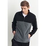 Altınyıldız Classics Erkek Siyah-antrasit Standart Fit Normal Kesim Günlük Rahat Çift Renkli Polar Spor Sweatshirt - Siyah - Gri