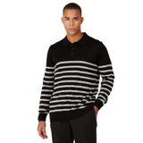 ALTINYILDIZ CLASSICS-Erkek Siyah-Antrasit Standart Fit Normal Kesim Polo Yaka Çizgili Triko Kazak (Siyah-Antrasit / 3XL)