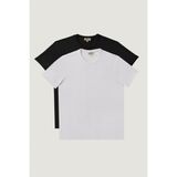Altınyıldız Classics Erkek Siyah-beyaz Slim Fit Dar Kesim Bisiklet Yaka %100 Pamuk 2'li Tişört Paketi - Siyah - Beyaz