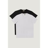 Altınyıldız Classics Erkek Siyah-beyaz Slim Fit Dar Kesim Bisiklet Yaka %100 Pamuk 2'li Tişört Paketi - XXL - Siyah - Beyaz