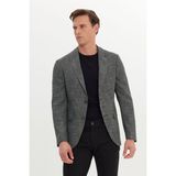 Altınyıldız Classics Erkek Siyah-Beyaz Slim Fit Dar Kesim Kırlangıç Yaka Desenli Blazer Ceket - Siyah - Beyaz - 46-6N