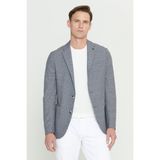 Altınyıldız Classics Erkek Siyah-Beyaz Slim Fit Dar Kesim Mono Yaka Desenli Blazer Ceket - Siyah - Beyaz - 52-6N