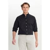 ALTINYILDIZ CLASSICS Erkek Siyah Comfort Fit Rahat Kesim Hakim Yaka Gömlek