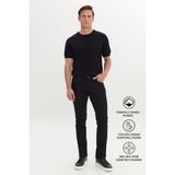 Altınyıldız Classics Erkek Siyah Diz İzi Yapmayan 360 Derece Her Yöne Esneyen Slim Fit Diagonal Desenli Esnek Pantolon - 48