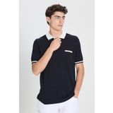 ALTINYILDIZ CLASSICS Erkek Siyah-Ekru Standart Fit Normal Kesim Polo Yaka Triko Tişört